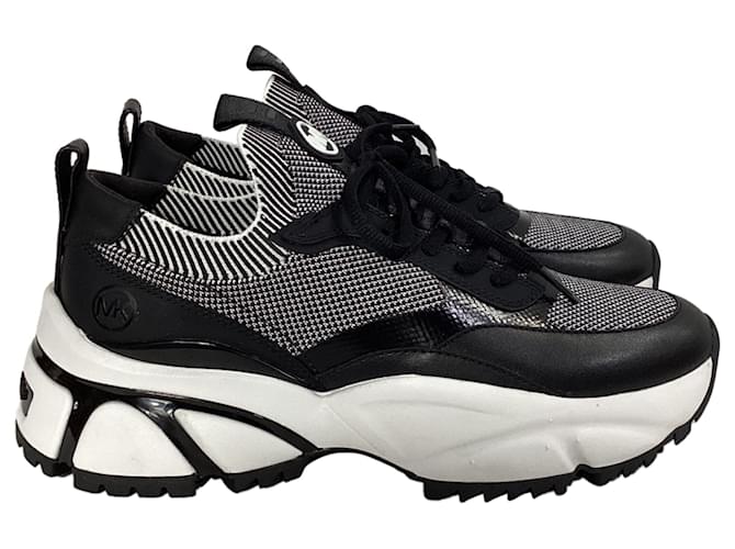 Michael Kors Darius Two-Tone Stretch Knit Trainer in Black