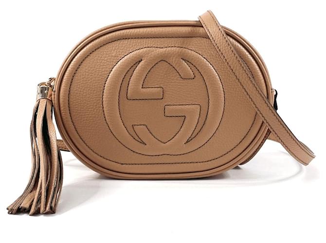 Gucci Soho Leather Shoulder Bag Brown Beige ref.2191108 - Joli Closet