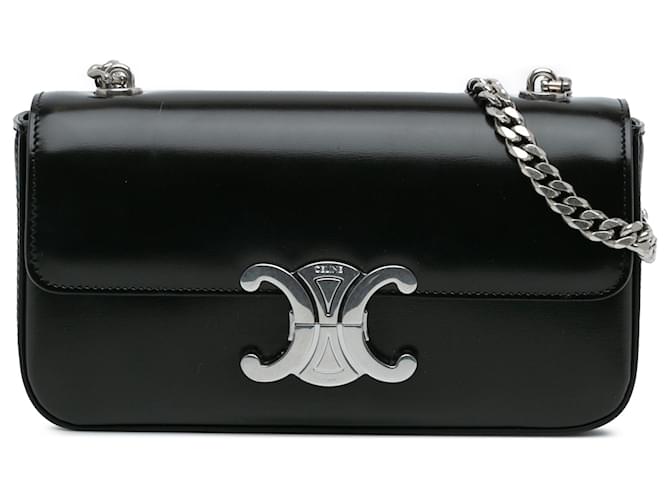 Céline Celine Black Smooth Calfskin Cuir Triomphe Chain