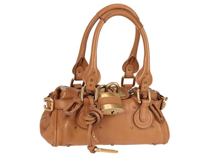 Chloé Chloe Paddington Mini Hand Bag Leather Gold Silver Brown