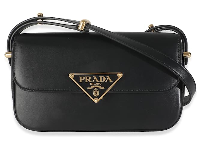 【関税&送料込】Prada Prada Embleme Smooth Leather Shoulder Prada - Prada Emblème leather shoulder bag black - The Corner