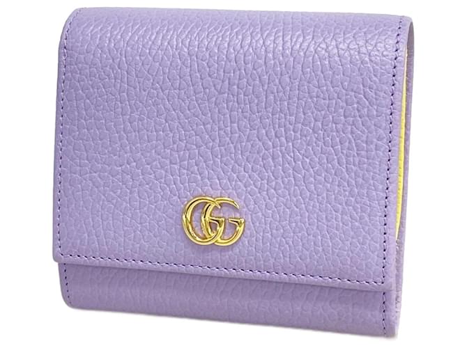 Gucci GG Marmont Bi-Fold Wallet Purple Yellow Leather ref