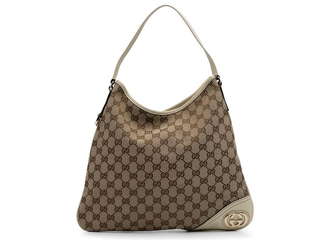 Gucci Brown GG Canvas New Britt Hobo Beige Pony-style calfskin Cloth ...