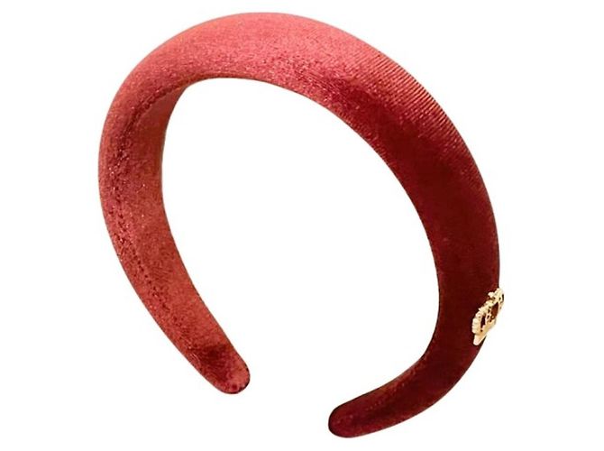 Jewelry hairband DOLCE & GABBANA dark pink-burgundy velvet  display picture 2