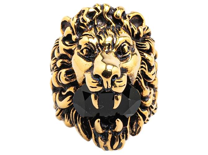 Bague en tête de lion plaquée or Gucci Métal Plaqué or Doré ref - Main Image