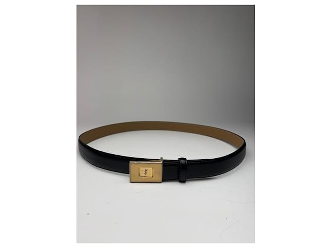 Yves saint Laurent Belt黒レザー ベルト 金色バックル Leather belt Yves Saint Laurent Black size 80 cm in Leather