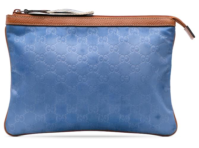 Gucci Blue GG Nylon Top Zip Clutch Cloth ref.2230607 - Joli Closet