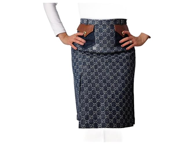 Gucci GG jacquard Midi GG Denim Skirt 40 Blue ref.2235212 - Joli