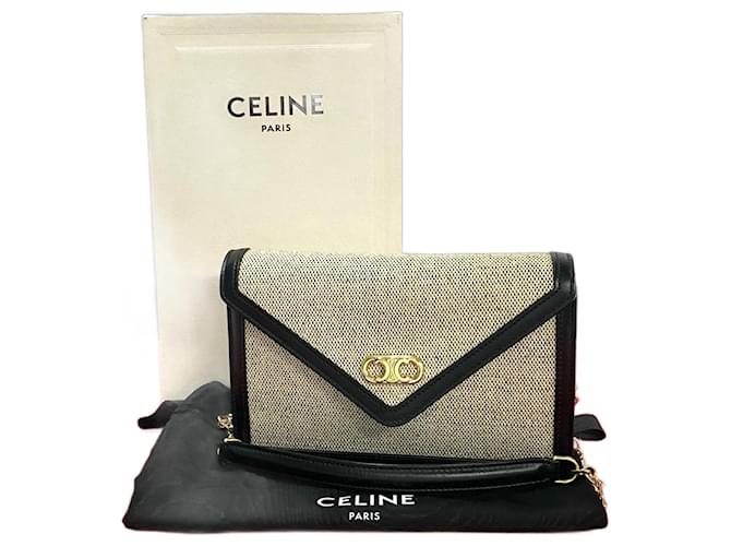 ショルダーバッグ CELINE Triomphe canvas and leather shoulder bag Céline Celine Triomphe Canvas Leather Shoulder Bag Black