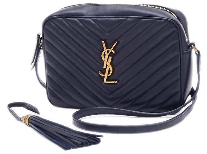 Yves Saint Laurent Lou Camera Bag Navy blue Leather ref.2238375 - Joli ...