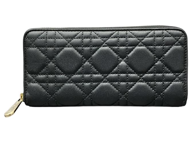 Christian Dior Lady Voyageur Long Wallet Black Leather ref.2240226