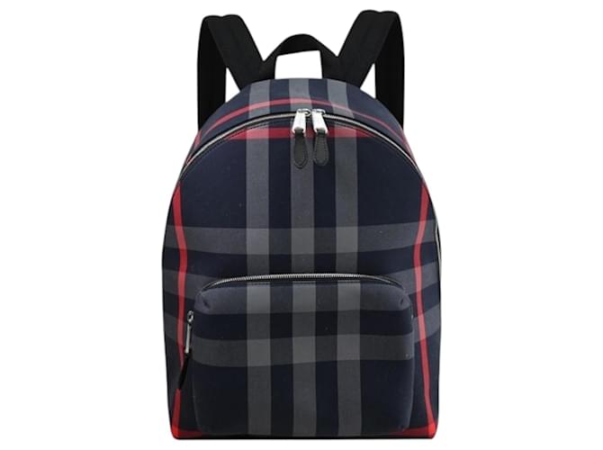 Sac à dos Burberry Jeff Check Toile Bleu Multicolore