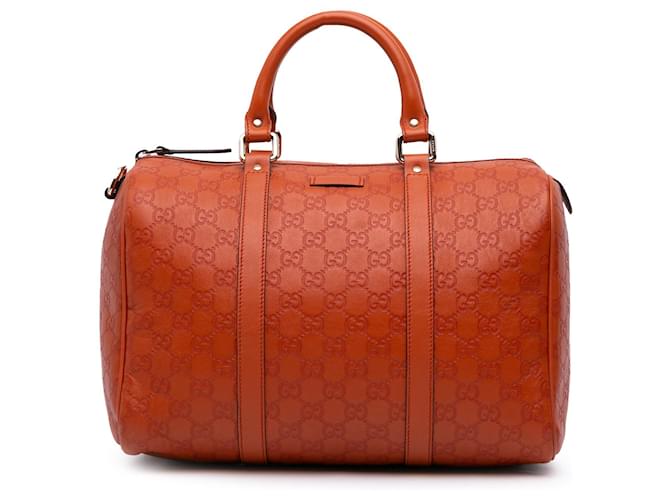 Gucci Orange Guccissima Joy Boston Bag Leather Pony-style calfskin