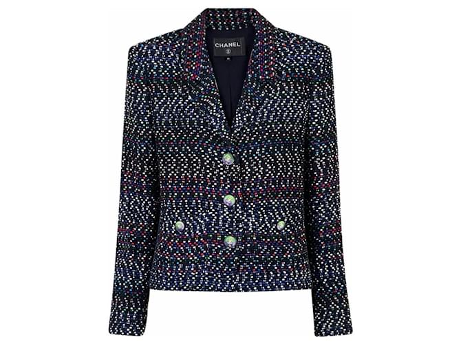 Kate Middleton Style Black Ribbon Tweed Jacket 42 FR