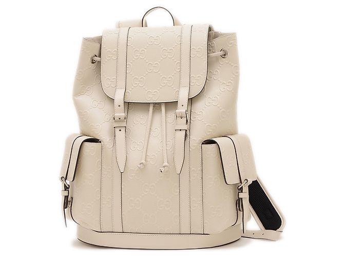 Gucci Cream Embossed GG Leather Backpack Gucci Large Backpacks for Women for sale | eBay main image 3