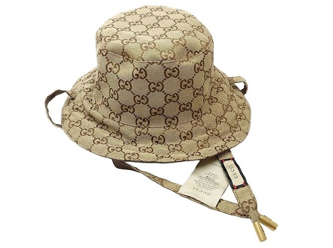 Gucci Reversible Bucket Hat Brown Beige Cotton Cloth Nylon  display picture 1