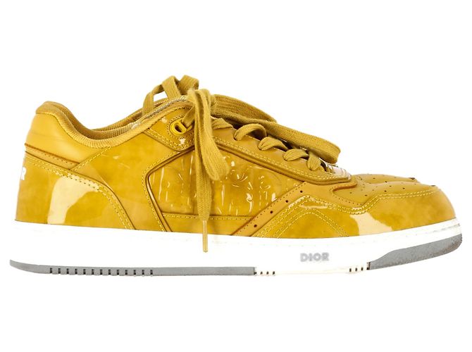Dior B27 Uptown Gravity Embossed Low-Top Sneakers in Yellow 