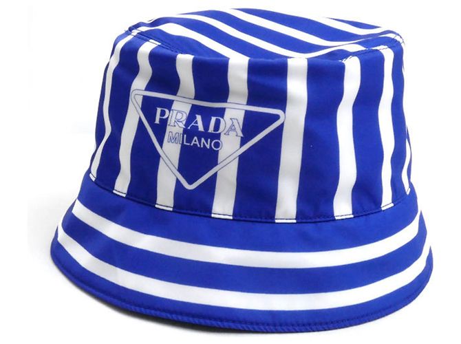 Prada Bucket Hat Striped Blue and White Prada Striped Synthetic Bucket Hat Size M International main image 3