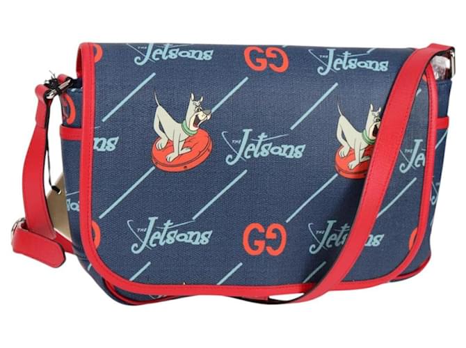 GUCCI Jetsons Collaboration Shoulder Bag PVC Blue Silver 664143