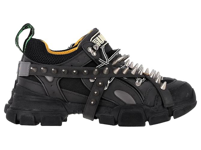 Gucci Flashtrek Removable Spikes Sneakers in Black Leather ref