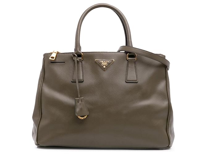 Prada Green Medium Saffiano Lux Galleria Double Zip Olive