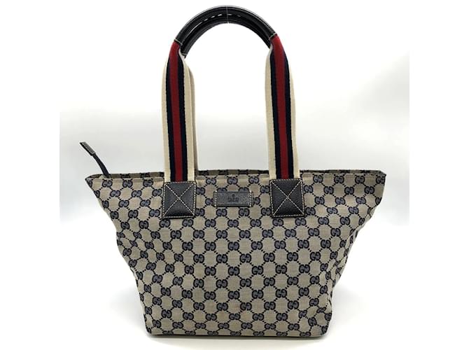 Gucci GG Canvas Tote Bag Navy blue Leather Cloth ref.2274692