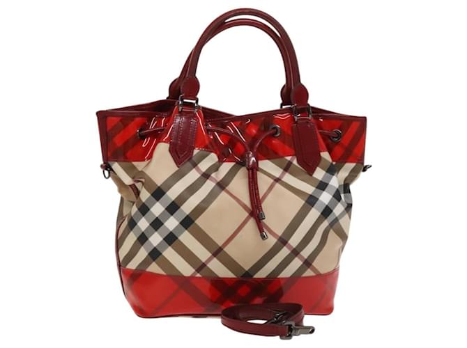 バッグ Burberry shoulder totebag MegaCheck 2way BURBERRY Nova Check Tote Bag PVC 2way Beige Red Auth 118760 ref
