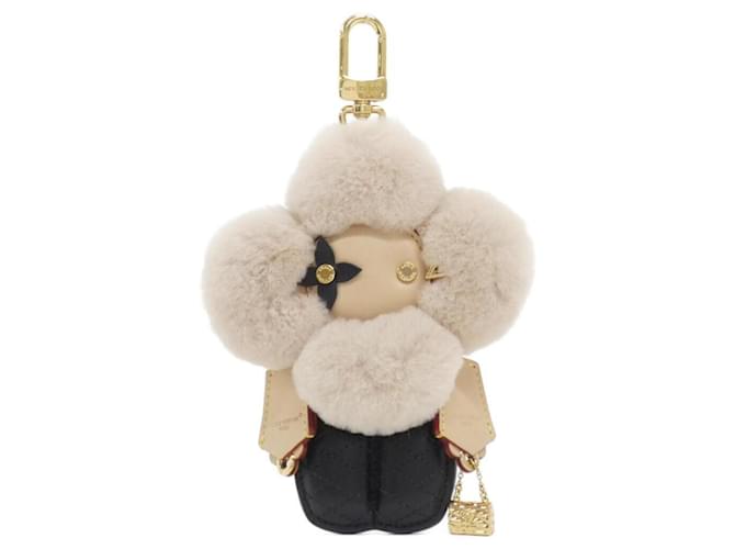 Louis Vuitton Vivienne Fashionista Key Ring Black Beige Leather
