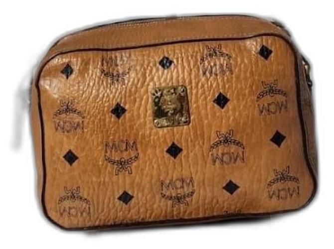 MCM Visetos Camera Crossbody Bag Cognac Brown Leather ref.2276849
