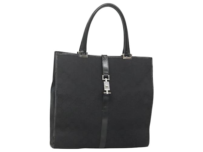 GUCCI GG Canvas Jackie Tote Bag Black Silver 002 1064 1669 Auth