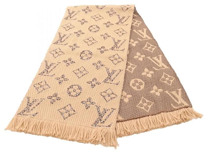 Louis Vuitton Giant Monogram Scarf Brown Beige Silk Wool ref