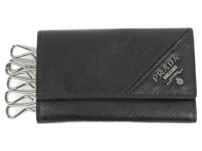 PRADAキーケース　saffiano Prada Saffiano Key Case Black Metallic Leather ref.2278274 - Joli