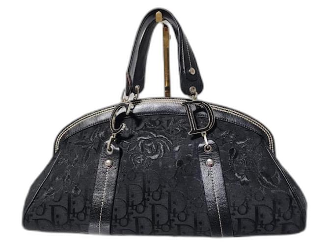 Christian Dior Diorissimo Flowers Frame Bag Black Cloth ref