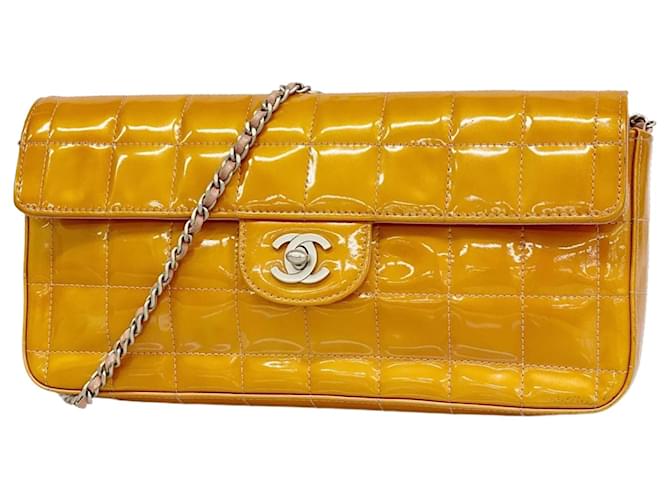 Chanel Orange Patent Leather Shoulder Bag Joli Closet