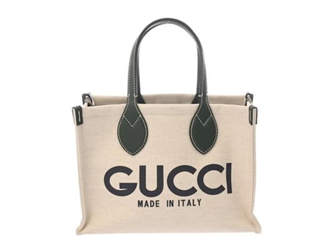 Gucci Print Small Tote Bag Beige Leather Cloth ref.JC2282294 (Sold