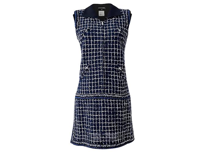 Chanel 8K$ Wearable Art Navy Tweed Dress 36 FR Navy blue ref
