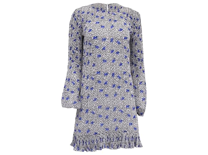 Maje Rockya Pleated Floral Printed Dress in Blue Polyester (Sold) - Joli Closet Maje Rockya Pleated Floral Printed Dress in Blue Polyester (Sold) - Joli Closet