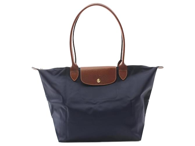 Bolso Tote Longchamp Le Pliage Original L Castaño Azul marino