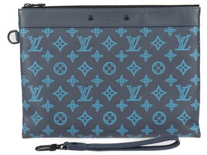 Louis Vuitton Pochette To Go Monogram Shadow Black Navy blue