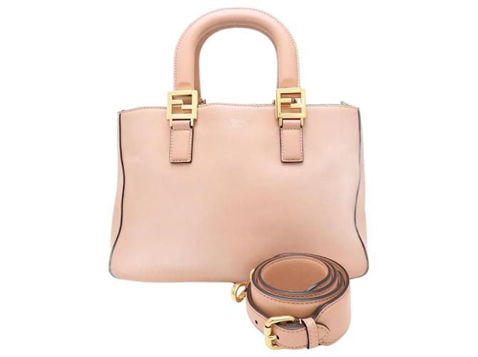 Fendi FF Small Tote Bag 8BH367 Beige Leather ref.2287740