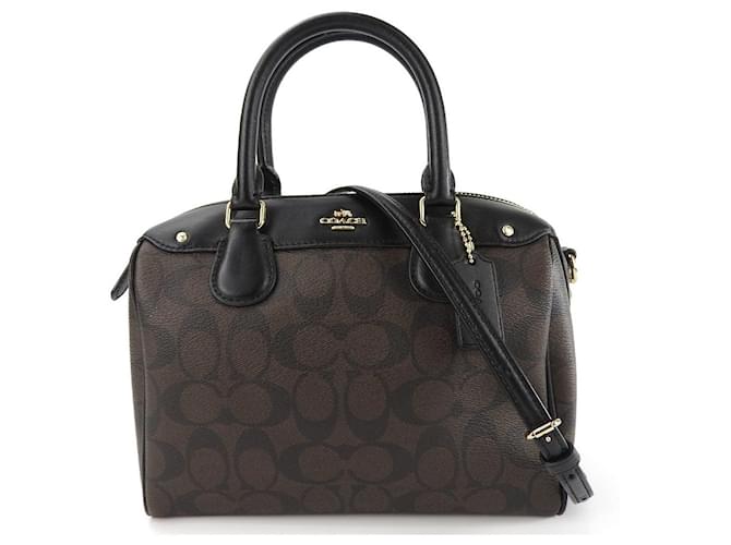 COACH Mini Bennett Satchel F58312 Leather PVC Brown Black Plastic