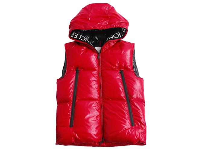 Moncler AGNEAUX Hooded Down Vest Red Cloth Joli Closet