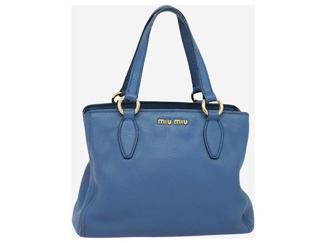 バッグ MIU MIU LEATHER MINI BAG HEART!!! 2way Miu Miu Blue leather 2way shoulder bag ref.2292497 - Joli Closet