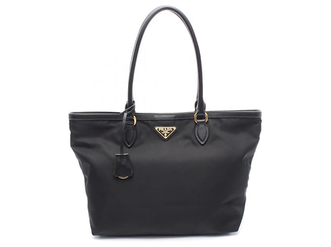 【PRADA】トートバッグ Logo Jacquard 1BA579★関税送料込み Prada Logo Jacquard Tote Bag Black Leather Nylon ref.2292960