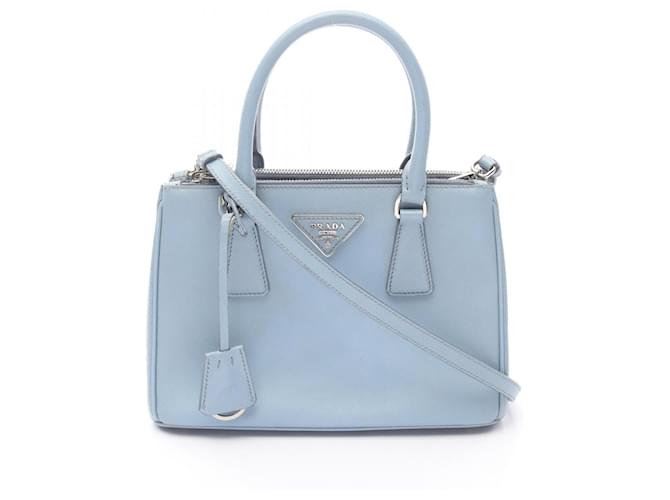 Prada Saffiano Lux Galleria Small Handbag Blue Leather ref