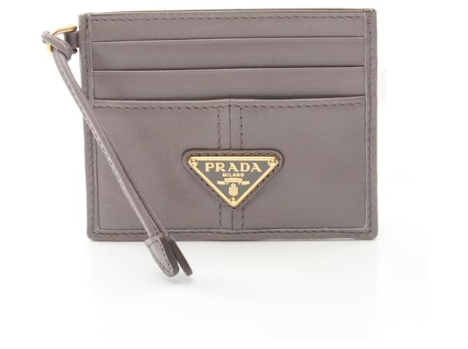 【関税&送料込】Prada Soft Lux Leather Card Case Prada Soft Lux Business Card Holder Brown Leather ref