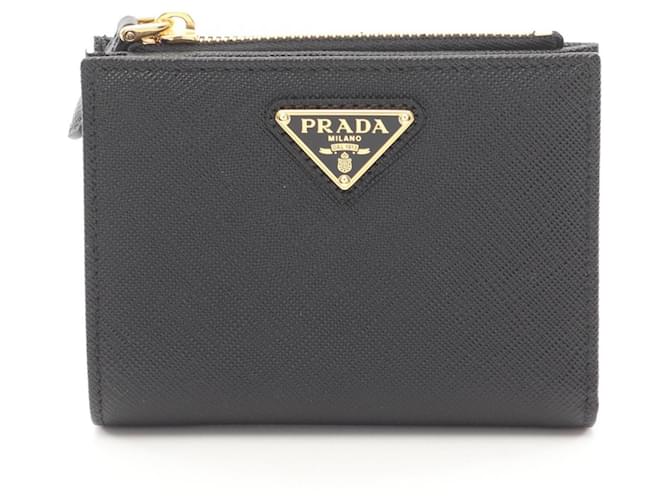 Prada Saffiano Bi-fold Wallet Black Leather ref.2293324