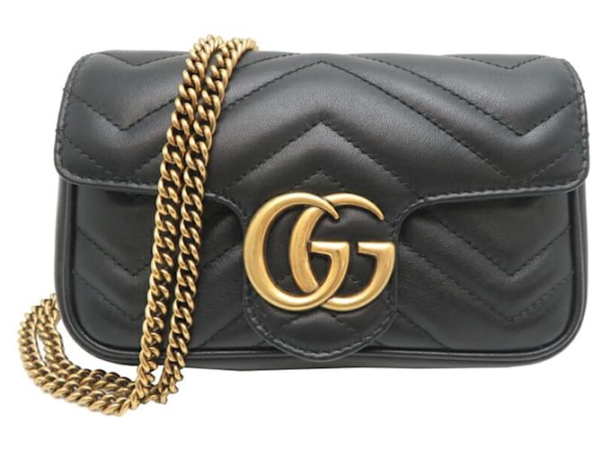 【GUCCI】GG Marmont スーパーミニショルダーバッグ グッチGGマーモント スーパーミニバッグ 黒/ベージュ/赤