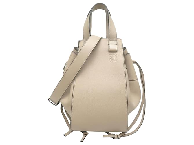 Loewe Hammock Drawstring Medium Handbag Beige Leather