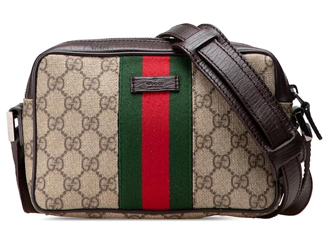 Gucci Brown GG Supreme Web Crossbody Dark brown Pony-style